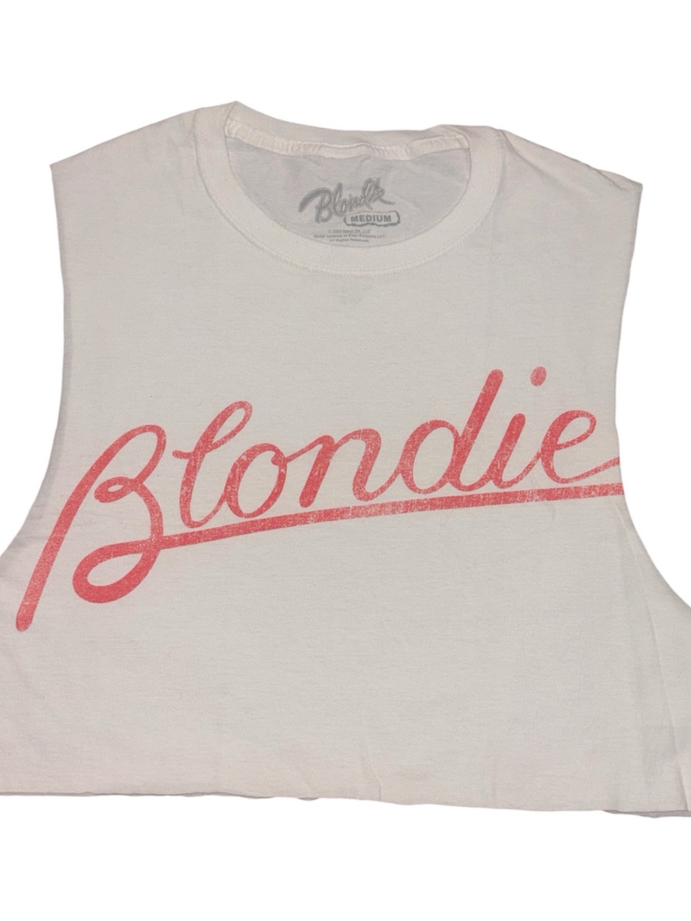 Blondie Crop Top Womens Medium White Graphic Band Tee NWOT
